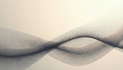 Poster - Abstract dynamic wavy design composed of numerous small black dots. Creates fluid, smooth, modern, elegant texture with subtle gradient effect. Minimalist composition suits backgrounds, posters,