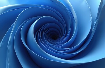 Poster - Abstract digital artwork features smooth, vibrant blue twisted shapes creating 3D spiral effect. Flowing curves, geometric lines generate sense of depth, futuristic motion. Glossy render offers
