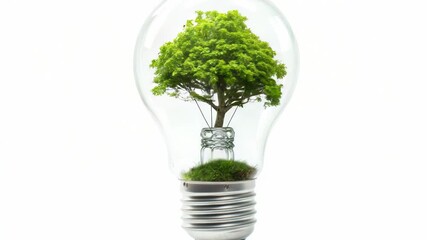Poster - Illuminated tree surrounded by light bulb's glow, versatile illustration for various uses