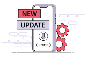 Poster - Excitedly embracing the latest mobile software upgrade with a sleek smartphone displaying a prominent 