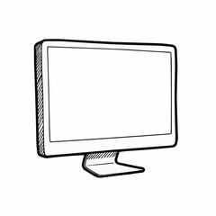 Poster - Studio monitor illustration in sketch style with blank screen  