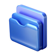 Poster - A blue folder icon with three layers and rounded edges on a black background in a rendered style
