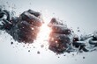© grey - Powerful figure breaking metal chain apart with bare hands.