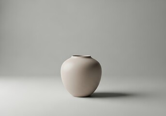 Poster - Elegant ceramic vase in minimalist studio setting offers simple sophistication and soft neutral