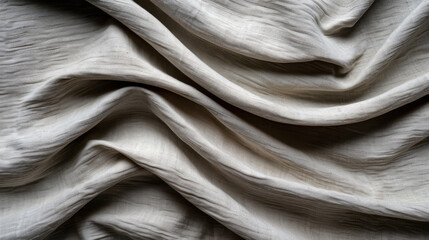 Poster - Minimal linen texture in calm grey tone, showcasing soft folds and gentle waves that evoke sense of tranquility and simplicity. fabric subtle variations add depth and interest