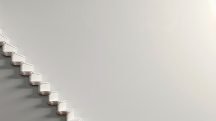 Poster - Minimalist staircase leading upward against plain wall, symbolizing progress and ascension. clean lines and simple design evoke sense of calm and focus