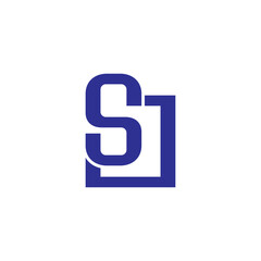 Poster - letter sj simple linked geometric square logo vector