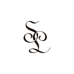 Poster - letter sl simple curves ribbon linked logo vector