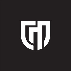 Poster - letter cm stripes black shield emblem logo vector