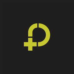 Poster - letter p plus medical doctor simple logo vector