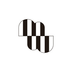 Poster - letters mw simple stripes vintage geometric logo vector