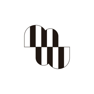 letters mw simple stripes vintage geometric logo vector