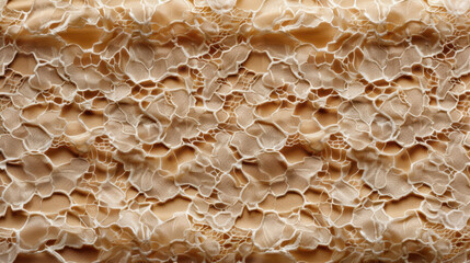 Poster - Delicate lace texture background featuring intricate patterns in soft beige tones, perfect for elegant designs and fashion applications. intricate details evoke sense of sophistication and charm