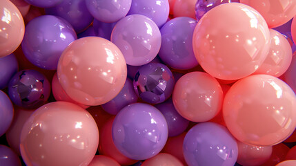 Poster - Pastel pink and purple spheres create vibrant and playful atmosphere, perfect for celebrations or decorative themes. glossy finish adds touch of elegance and charm