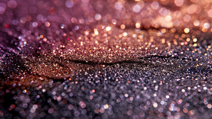 Poster - Mesmerizing display of purple and silver sparkles creates soft gradient effect, evoking sense of wonder and beauty. shimmering particles dance across surface, captivating viewer attention