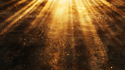 Poster - Radiant gold flares illuminate textured surface, creating mesmerizing display of light and shadow. motion blur adds dynamic feel, enhancing chaotic beauty of scene