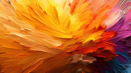 Poster - Vibrant abstract artwork featuring radiant overlapping colors in flowing movement, showcasing hues of orange, yellow, and pink that evoke sense of energy and creativity