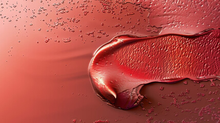 Poster - Vibrant red holographic gradient with light shimmer creates captivating visual effect, showcasing smooth textures and reflective surfaces that evoke sense of depth and allure