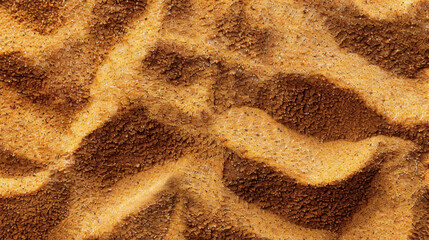 Poster - Natural sand texture background with fine grains and warm tones, showcasing intricate patterns and soothing, earthy feel. Perfect for design projects or nature themed visuals