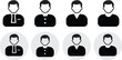 © AntZz - A clean set of male avatar icons in black silhouette style