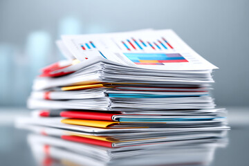 Poster - Stack of Organized Documents and Reports Reflecting Business Data Analysis in an Office Environment During Daytime