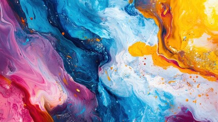 Poster - Explore a mesmerizing abstract artwork featuring vibrant swirls of blue, pink, and yellow. This piece embodies energy and creativity, ideal for art enthusiasts.