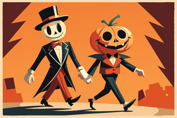 Poster - Vintage Cartoon Illustration with Classic Style Elements and Retro Color Palette