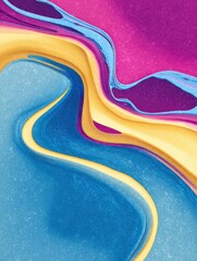Poster - Exploration of Abstract Fluid Lines Conveying Vivid Mental Energy in Vibrant Colors Against a Clear Backdrop