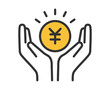 © neena  - 円を支える手のベクターアイコン | 通貨シンボル 金融 お金 シンプル