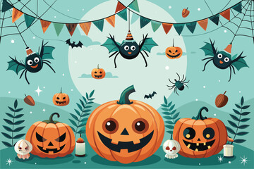 Aufkleber - Happy Halloween Dog Illustration with CMYK Colors and Fonts for Creative Projects
