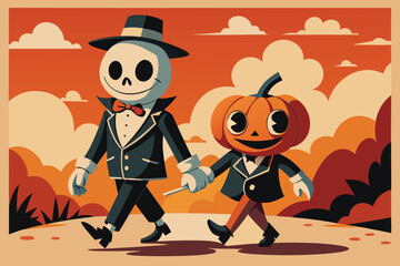 Poster - Vintage Cartoon Illustration with Classic Style Elements and Retro Color Palette