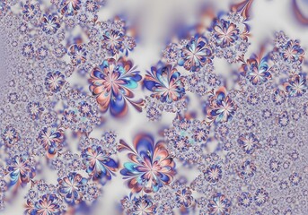 Aufkleber - Abstract Floral Fractal Design with Intricate Petals and Pastel Colors Palette