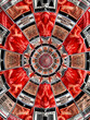 © Jessica - A fractal pattern of carcinogenic warning labels crafted from processed meat textures, forming an infinite loop.