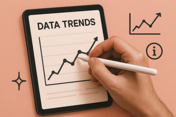 Poster - Data trend growth and analysis bring insightful information driving success and progress in business finance
