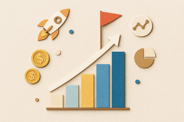 Poster - Success analytics and growth inspire progress with rising charts and colorful layered designs symbolizing business achievement