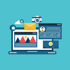 Poster -  Ui Ux design concept in flat style