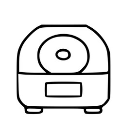 Poster - Simple black and white outline drawing of a vintage-style appliance or device.