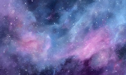 Wall Mural - star clusters with nebula effect in shades of blue, pink and purple, watercolor style