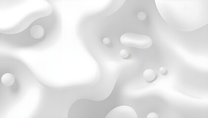 Poster - Abstract white fluid shapes digital art minimalistic design calm atmosphere top view