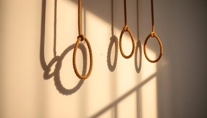 Poster - Rings hanging in sunlight indoor gym photography minimalist close-up modern design