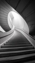 Poster - Elegant monochrome staircase design within a modern architectural setting
