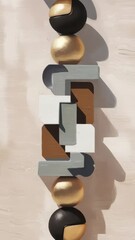 Poster - Artistic Balance: A Composition of Spheres and Geometric Shapes with Neutral Tones