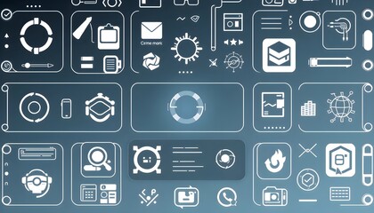 Poster - Innovative graphic design elements digital workspace infographic modern aerial view technology