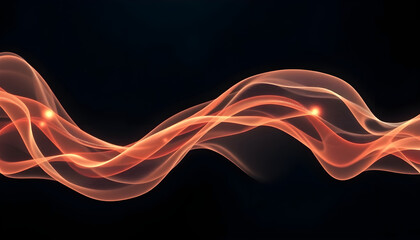 Poster - Dynamic flow of orange light waves abstract background digital art dark space conceptual