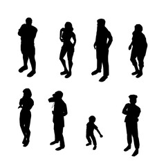 Poster - Silhouettes of people in various poses stand out against a clean white background. The black figures create a striking contrast, ideal for design projects.