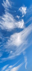 Wall Mural - a vast expanse of a clear blue sky as the background, with several wispy white clouds floating gentl