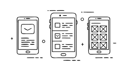 Mobile app development wireframe ux ui design for application interface and smartphone user experience design