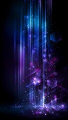 Poster - Abstract technology background with geometric shapes and neon lights