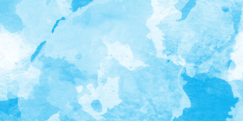 Poster - This image gives the impression of soft clouds in a sky blue watercolor image, Soft pastels mixed blue and white colors, soft paper textured canvas element for text design.