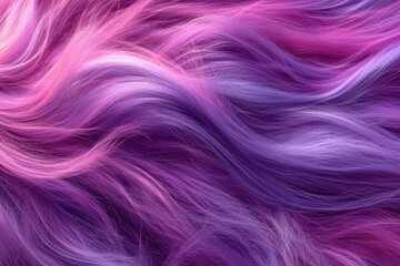Poster - Colorful pink and purple plush hair fur flows in the gentle wind during a bright day, Pink and purple plush hair fur blowing in the wind CGI background